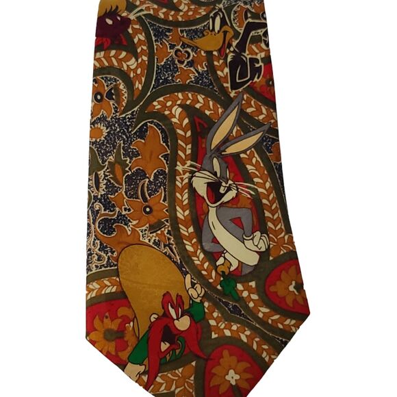 Vintage Set of 2 Looney Tunes Men's Neckties 1993 Bugs Bunny Daffy Duck, Taz - Picture 8 of 14